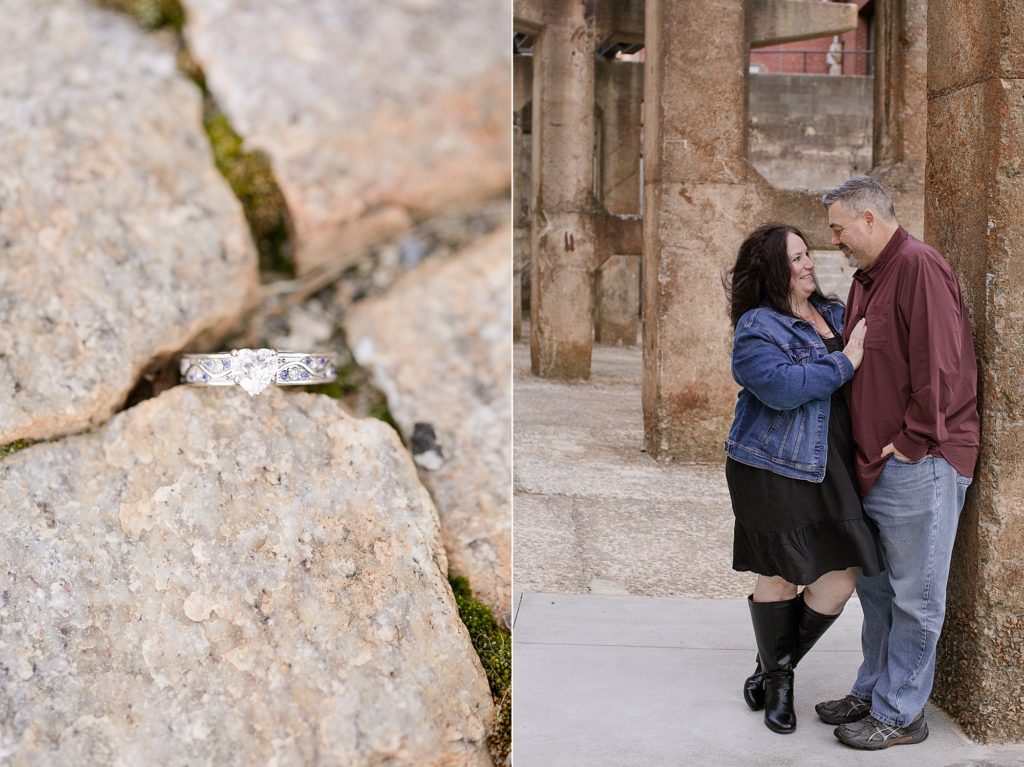 urban engagement session and ring shot