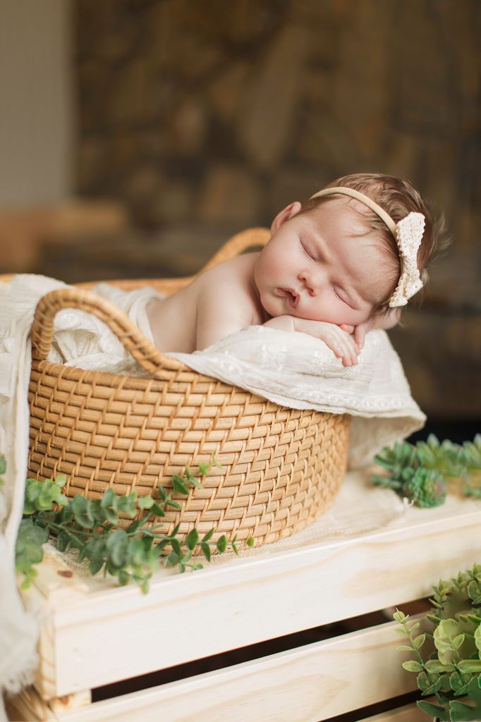 lifestyle posed baby in basket