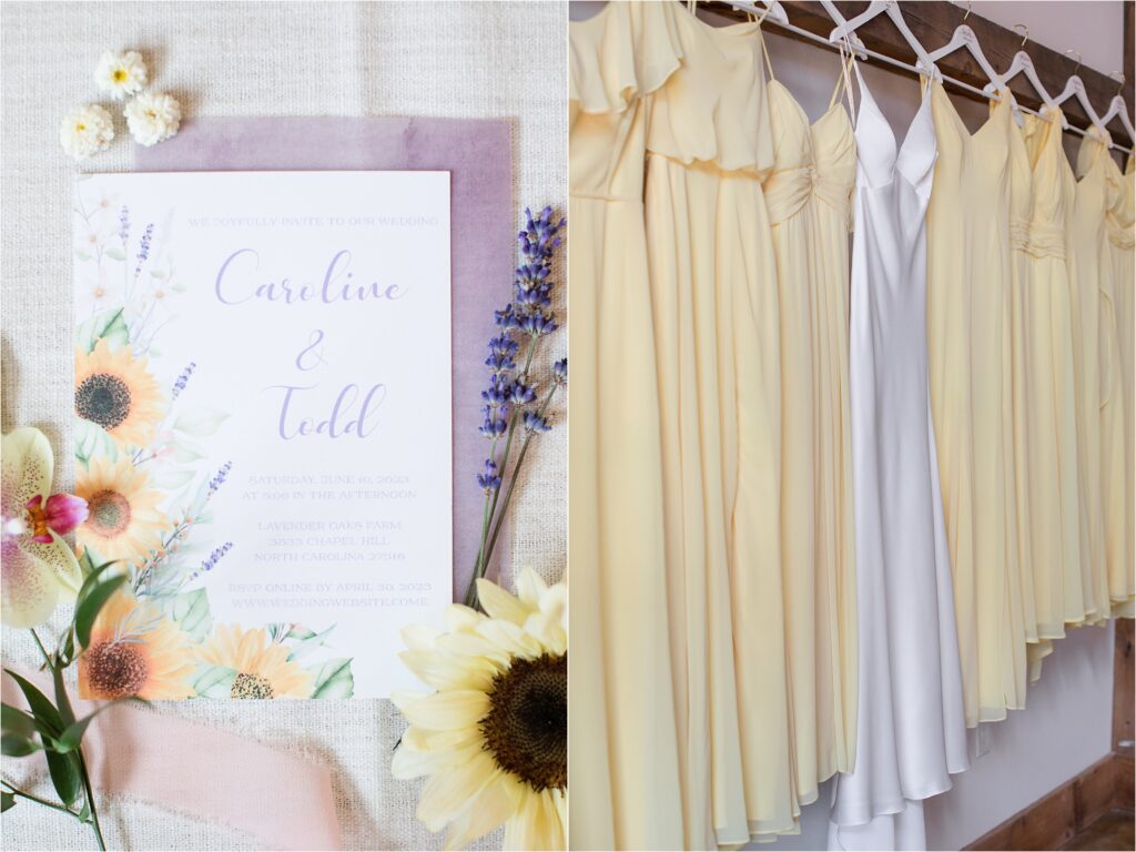 brides dress with yellow dresses. invitation 